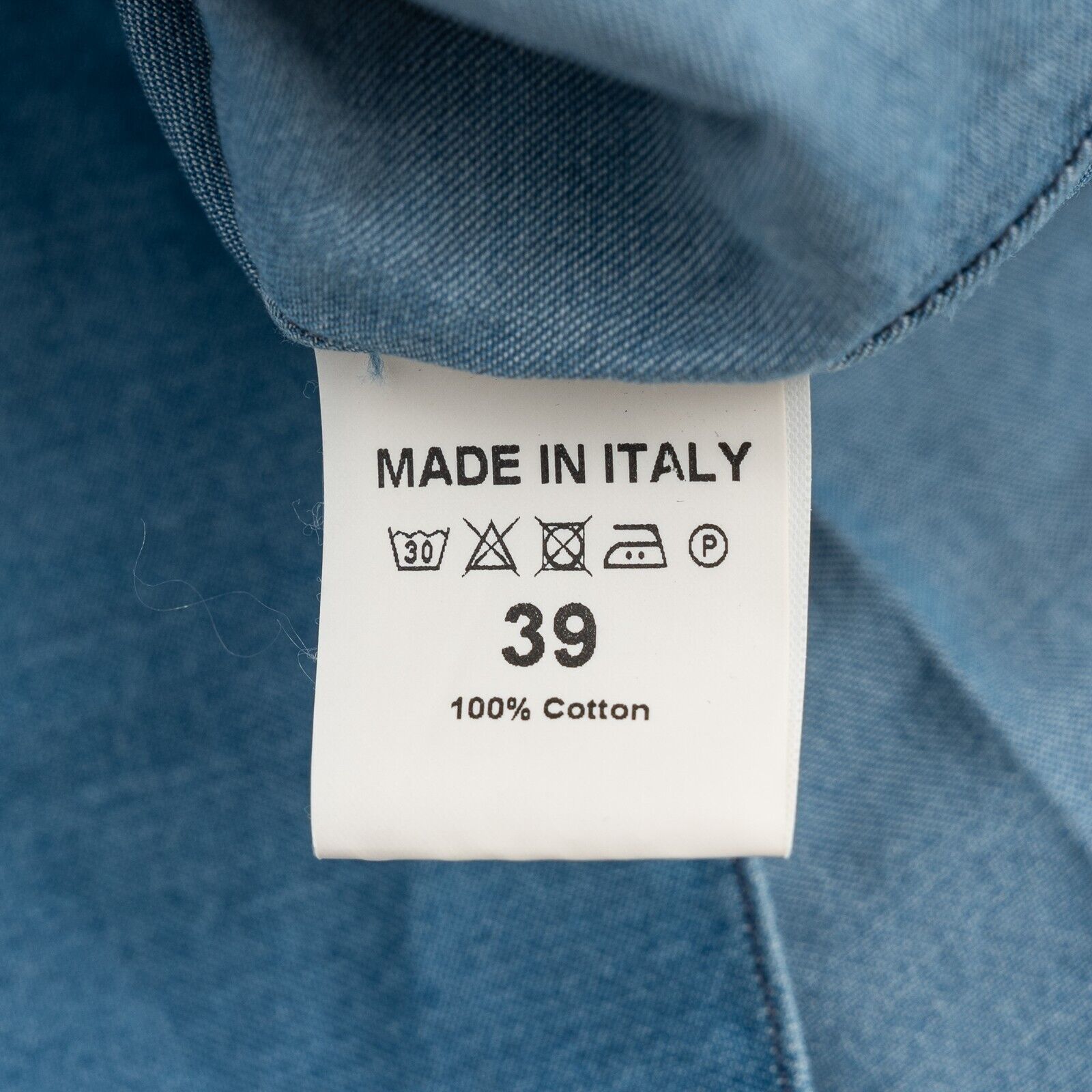 690$ ISAIA NAPOLI Blue Hand-Sewn Casual Shirt Denim Cotton 15.5 - 39