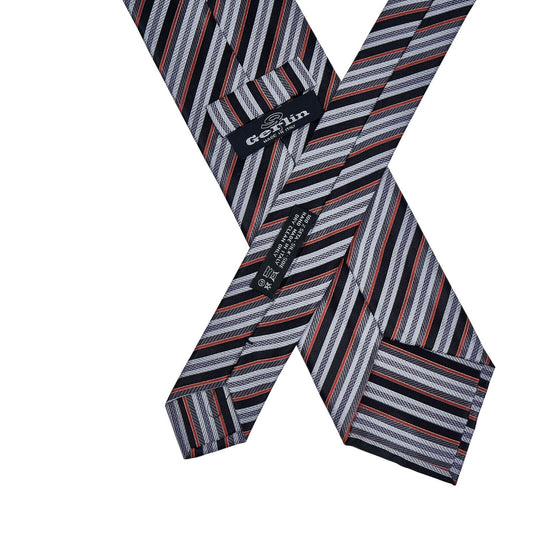 $220 ITALO FERRETTI x GERLIN Tie Silk Striped Grey & Red Handmade in Italy ZILLI