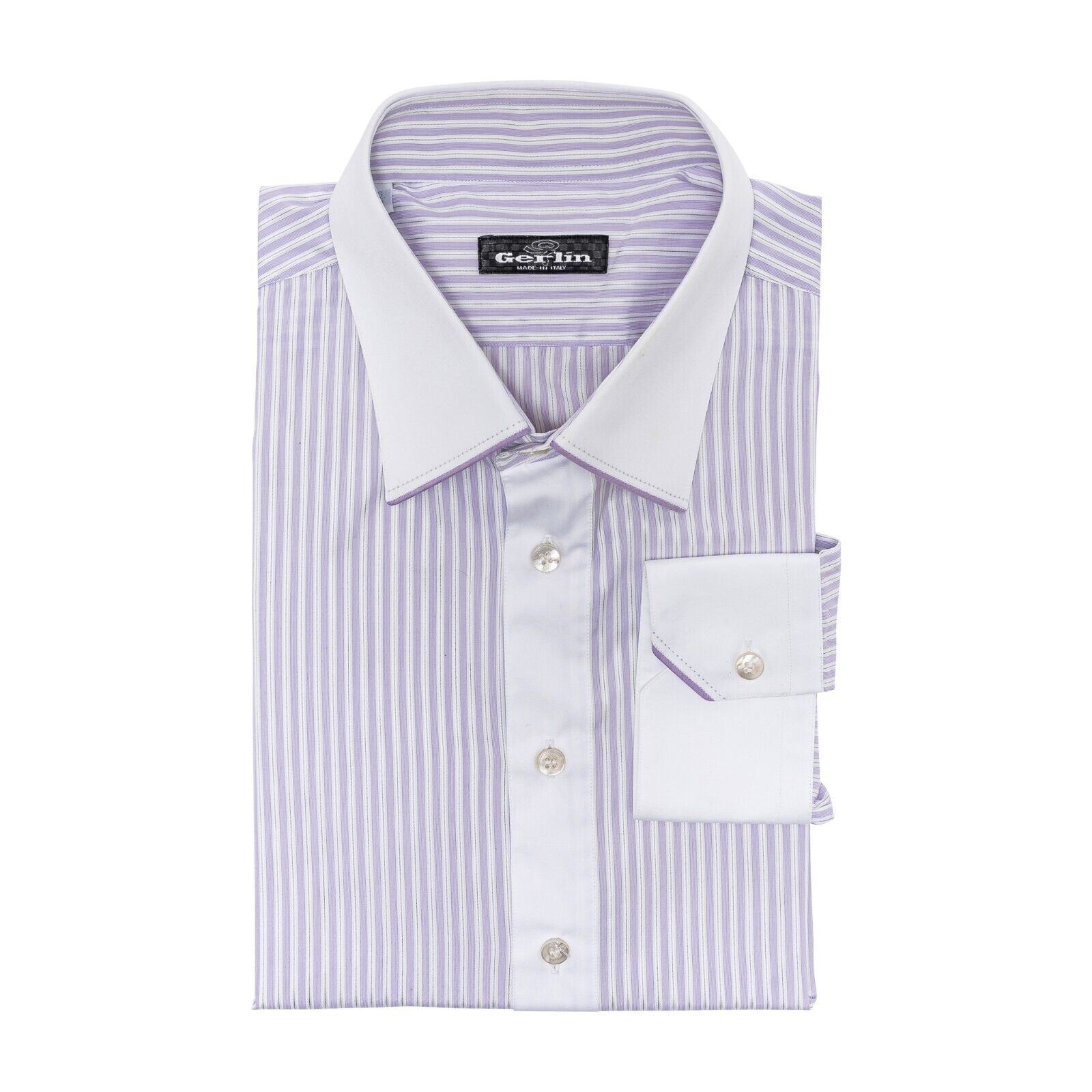 690$ LUXURY GERLIN Shirt Striped Lilac Jacquard Cotton 16 - 41   5H BIJAN