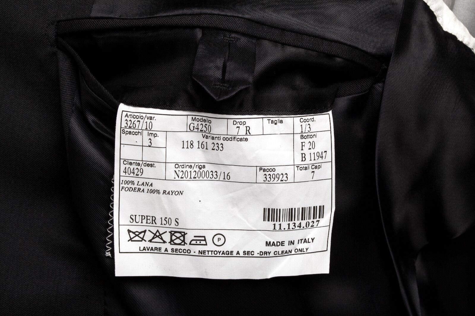 BELVEST Fine Wool Super 150's Black Formal 3 Pieces Suit 40 US / 50 EU 7R
