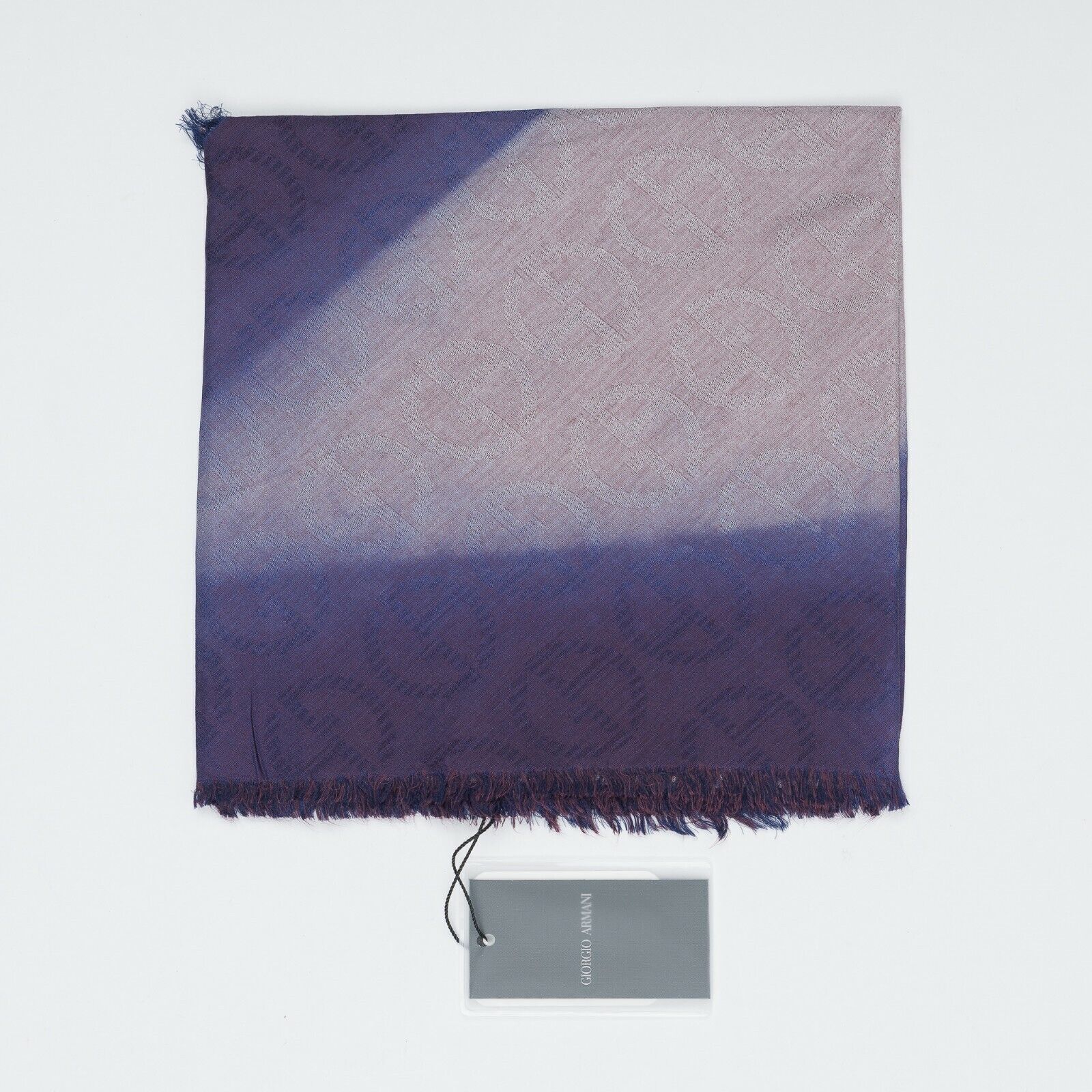 425$ GIORGIO ARMANI Black Label Triangle Foulard Scarf Logo Violet Silk Mix