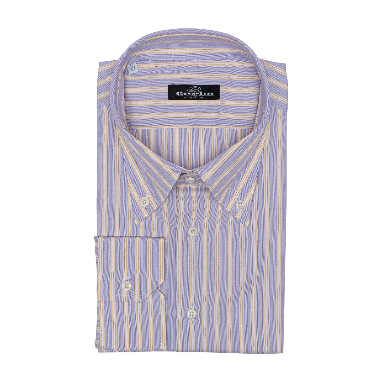 690$ LUXURY GERLIN Shirt Striped Lilac T.Mason Cotton 3P ZILLI