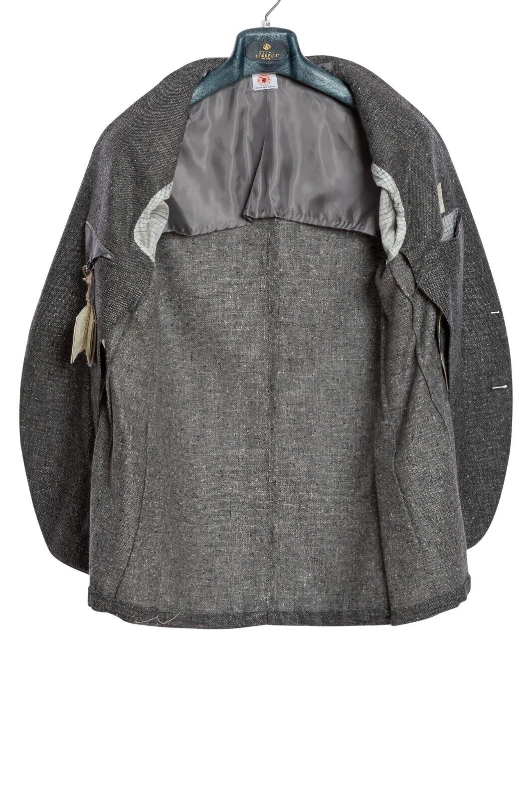 $2050 LUIGI BORRELLI "FIRENZE" Hand-Sewn Gray Jacket Sport Coat Donegal Wool