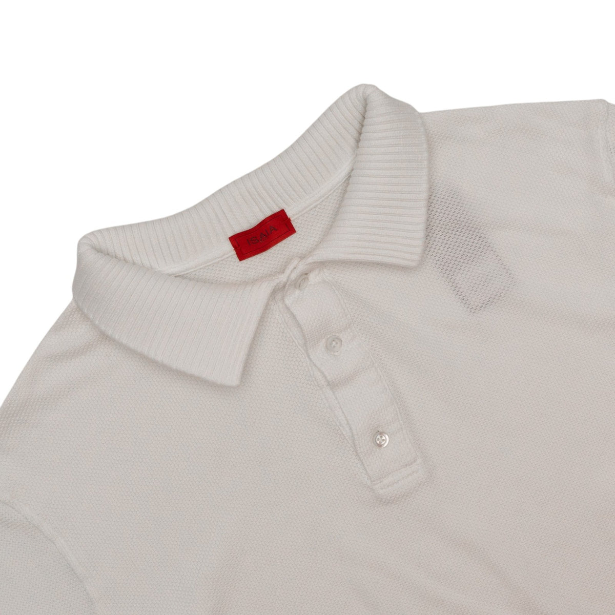 675$ ISAIA NAPOLI White Polo Short Sleeve Piquet Cotton Size M