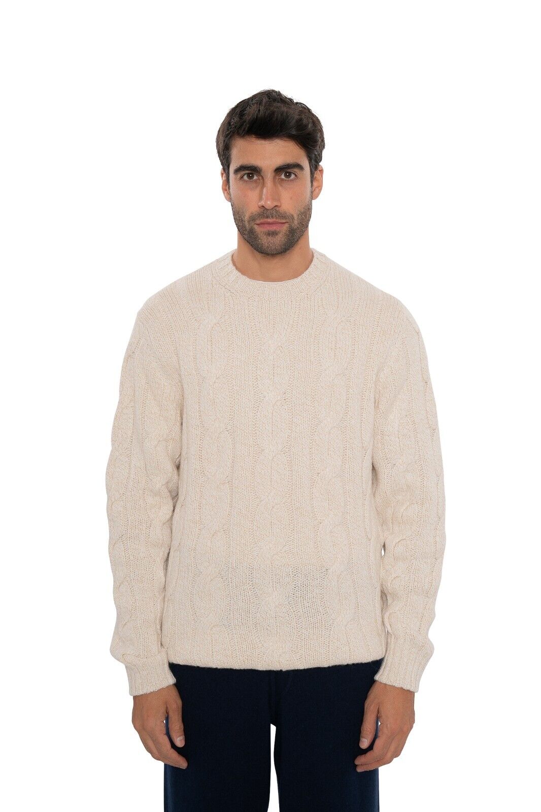 $2190 FEDELI "Malfilè" Ivory Sweater 100% Cashmere Cable Knit 46 US / 56 EU