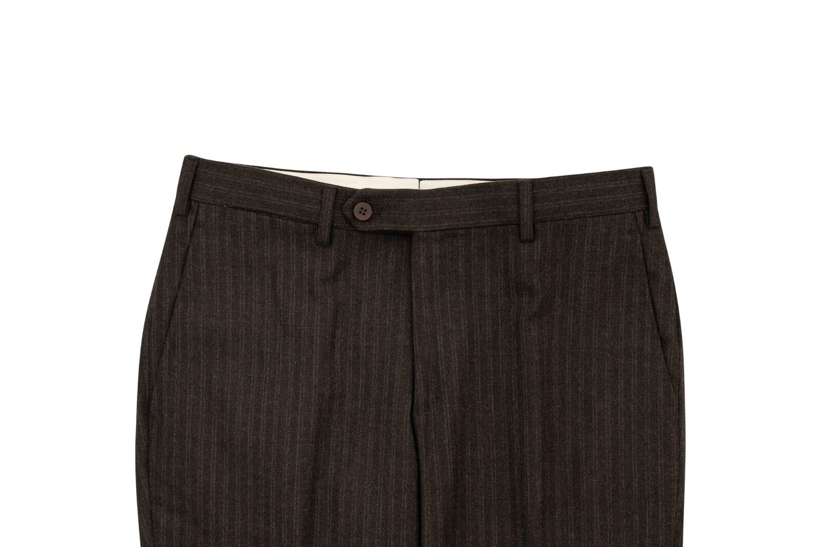 1250$ ISAIA NAPOLI Striped Brown Hand-Sewn Dress Pant Wool 130's 30 US / 46 EU