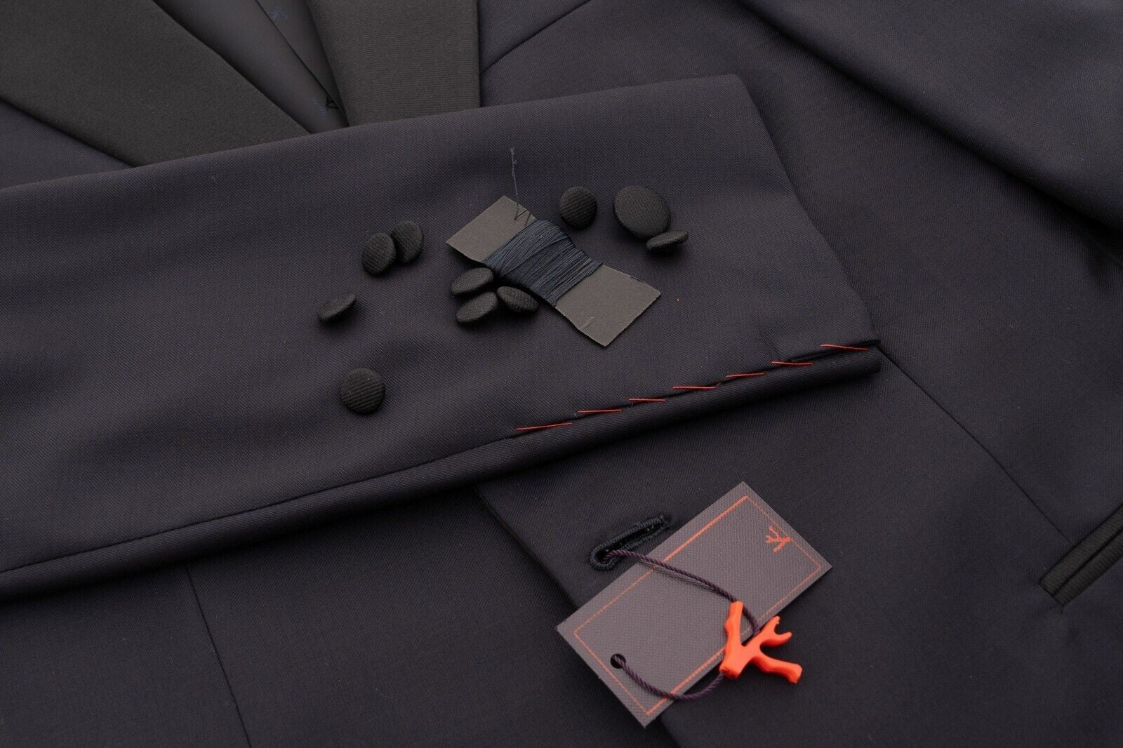 $7250 ISAIA Sanita "Aquaspider" Blue Navy Tuxedo Suit Wool 160's 44 US 54 EU 8R