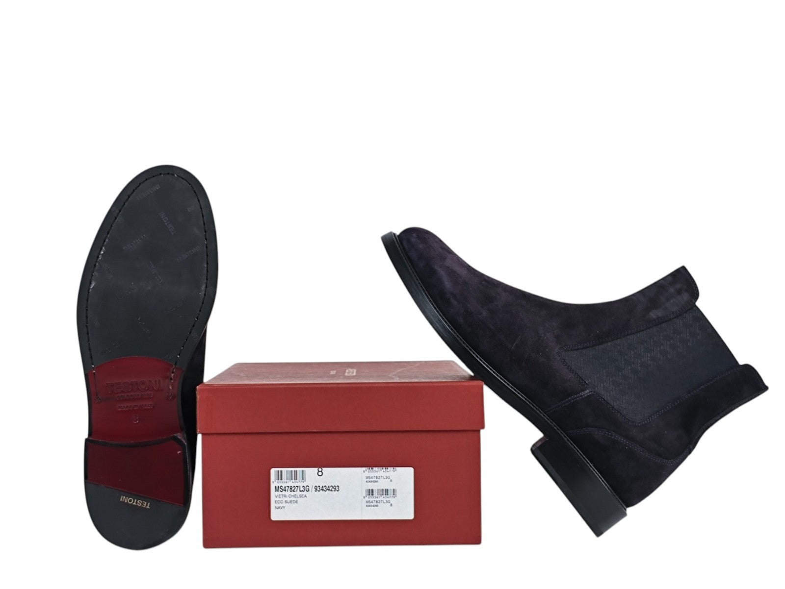 1350$ TESTONI "Vietri" Blue Chelsea Boot Shoes Eco Suede 8 UK / 9 US / 42 IT