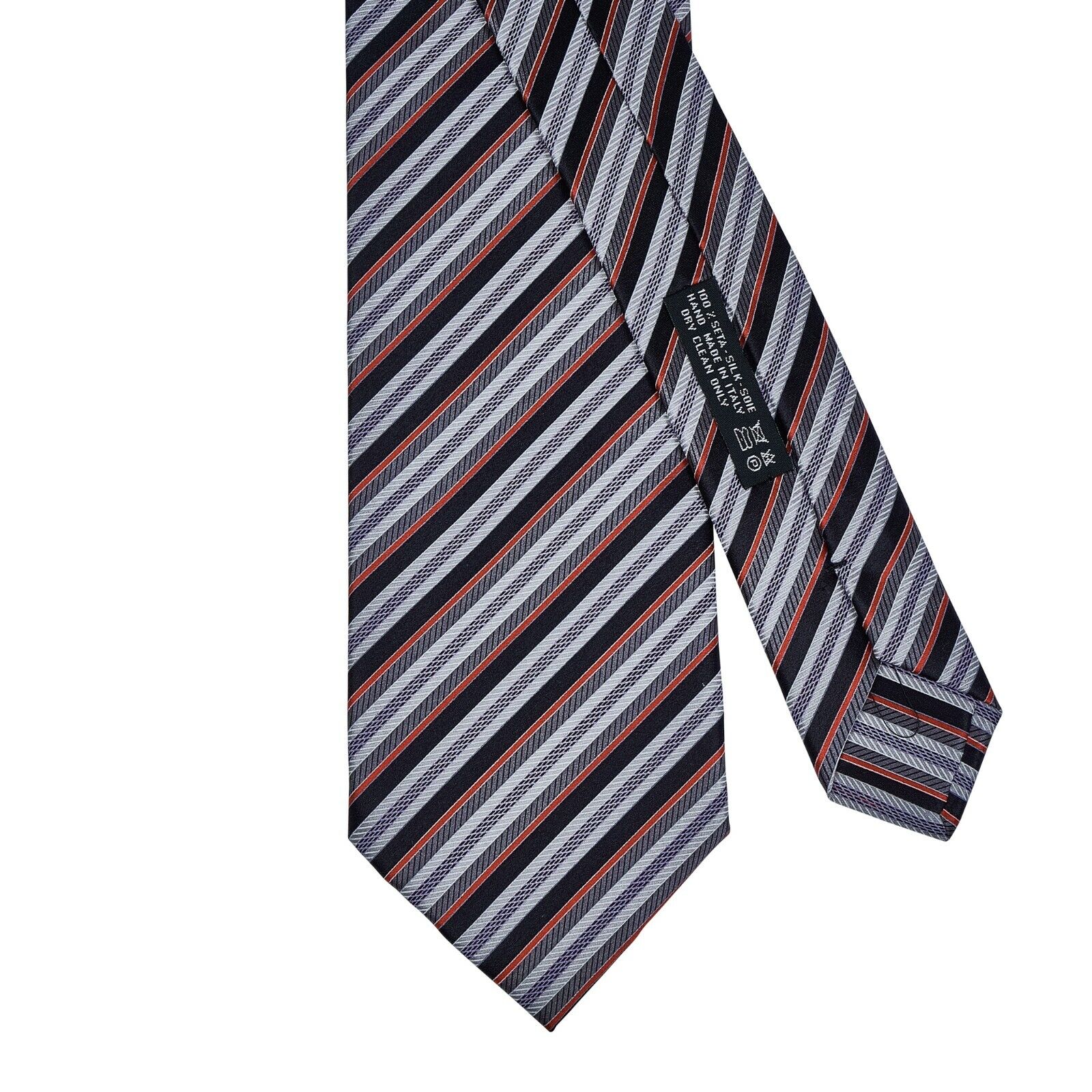 $220 ITALO FERRETTI x GERLIN Tie Silk Striped Grey & Red Handmade in Italy ZILLI