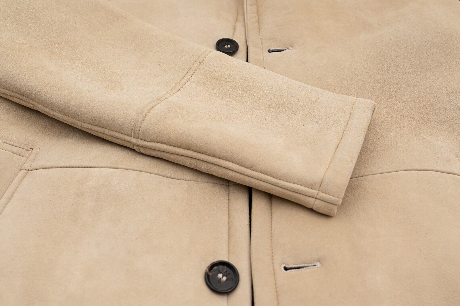 7400$ ISAIA NAPOLI Beige Shearling Jacket Coat 100% Lambskin Leather 38 US 48 EU