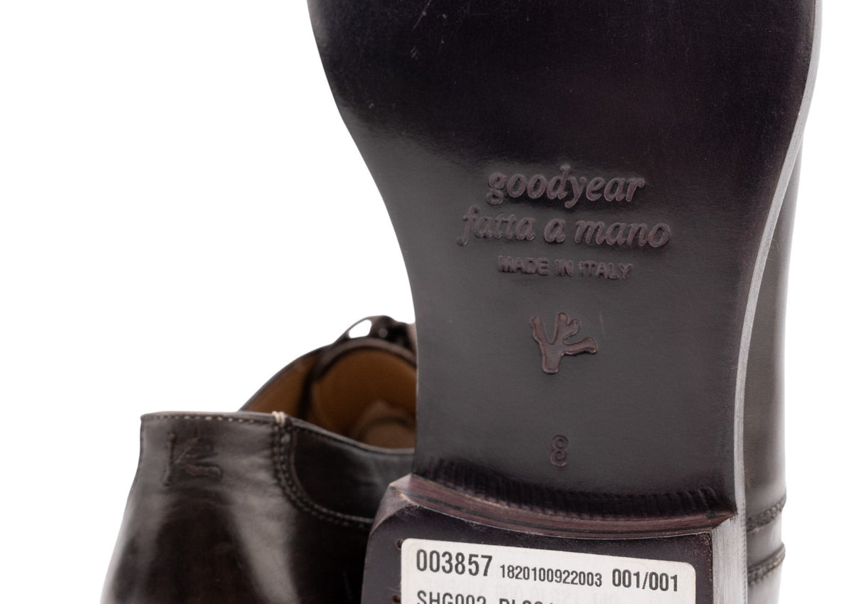 1350$ ISAIA NAPOLI Brown Handcrafted Goodyear Oxford Shoes 6 UK / 7 US / 40 IT
