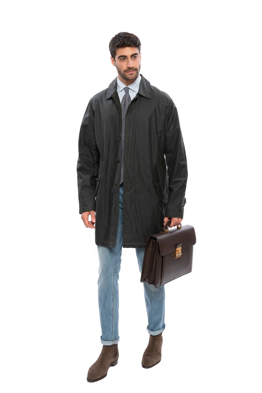 720$ BARACUTA G10 Winter Trench Coat Green Wax Cotton by Stevensons of Scotland