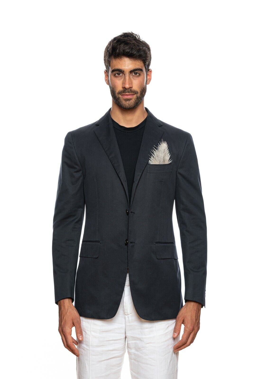 SARTORIA PARTENOPEA for SULKA Blue Navy Cashmere Cotton Jacket 40 US / 50 EU 7R
