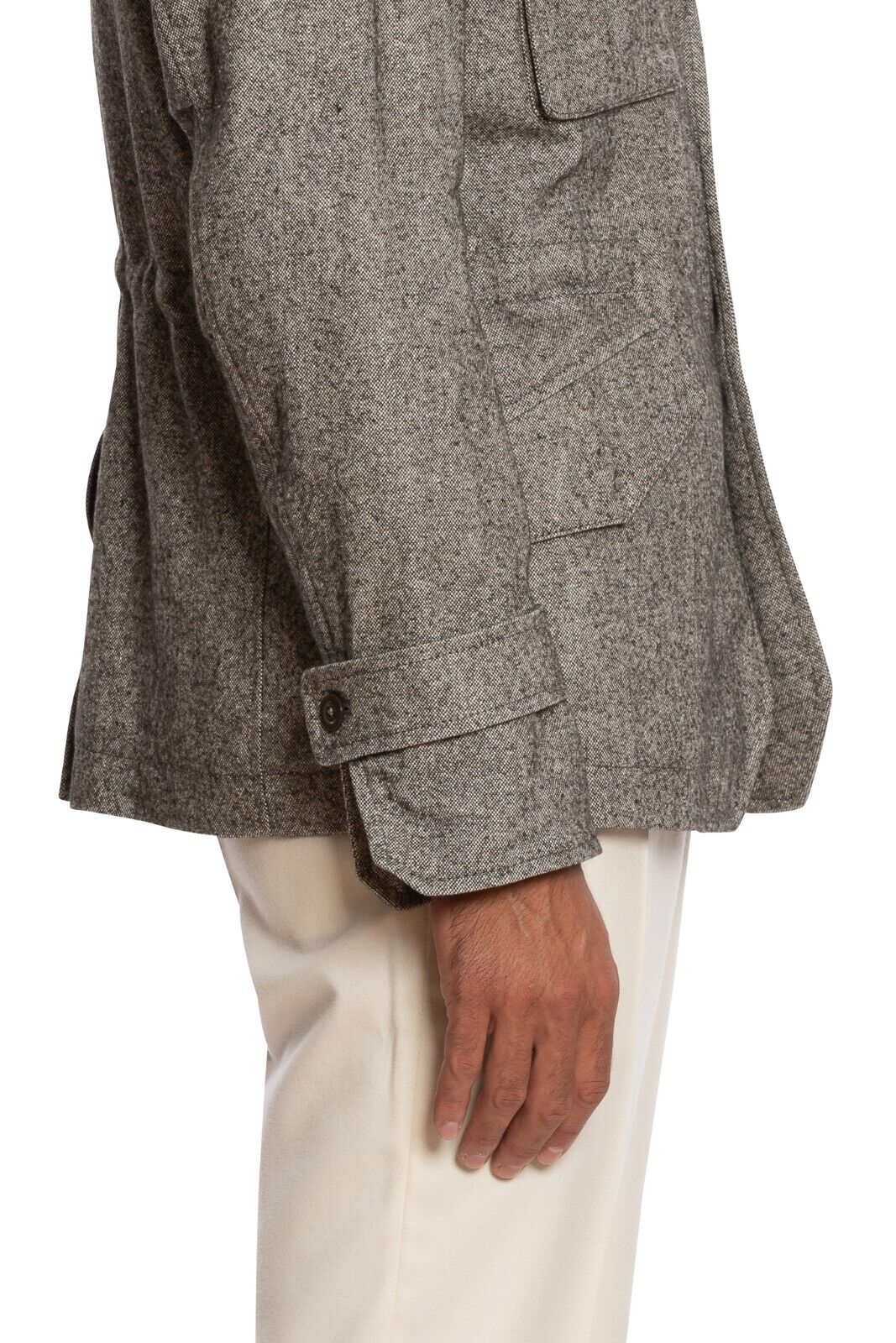$1900 BOGLIOLI x T.SUZUKI Grey Tweed Casual Coat Jacket Hemp Wool Size L