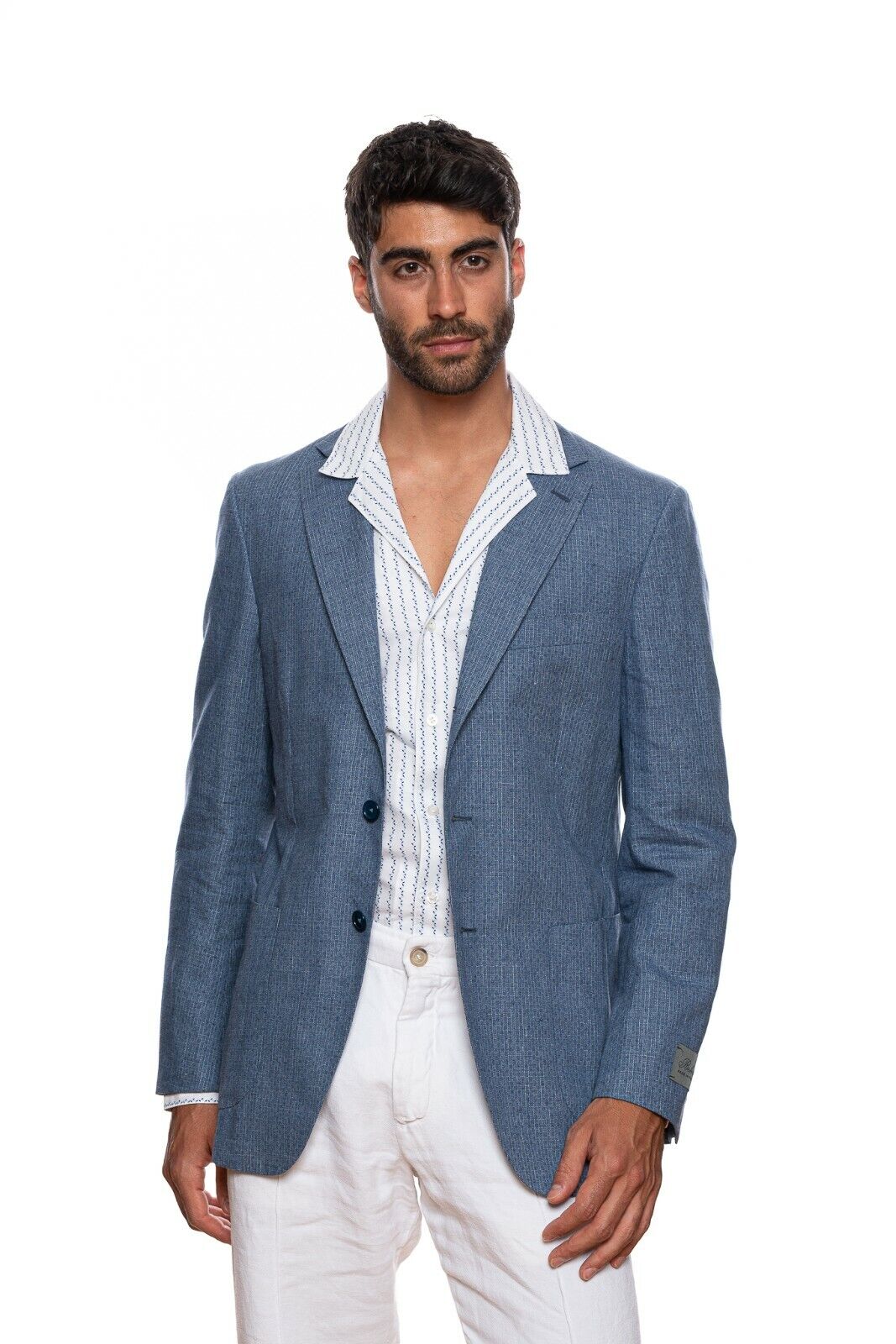 BELVEST Handmade in Italy Jacket Blazer Linen Wool Royal Blue 42 US / 52 EU 7R