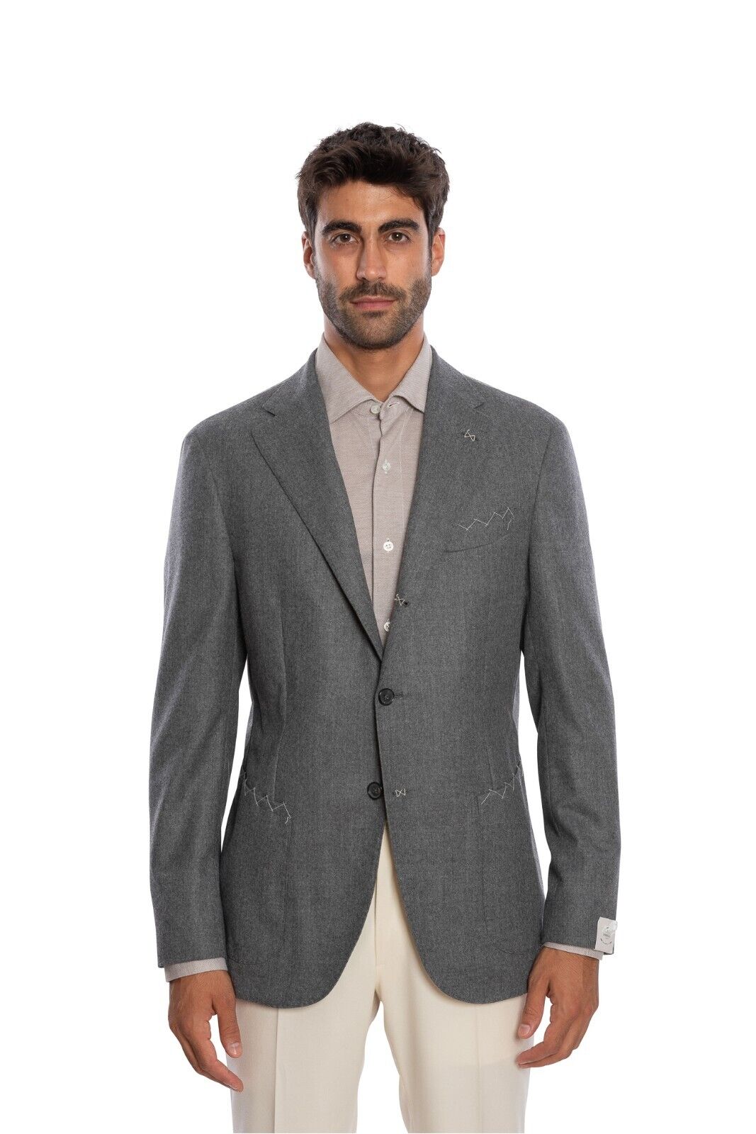 $2250 LUIGI BORRELLI Hand-Sewn Solid Gray Jacket Virgin Wool 42 US / 52 EU