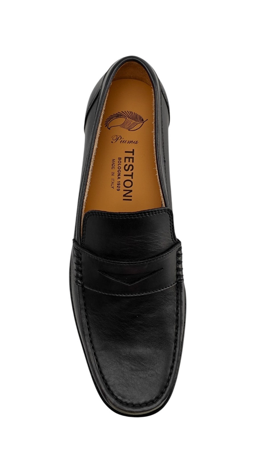 $1200 TESTONI "Bracciano" Unlined Loafer Shoes Soft Delavè Calf Black
