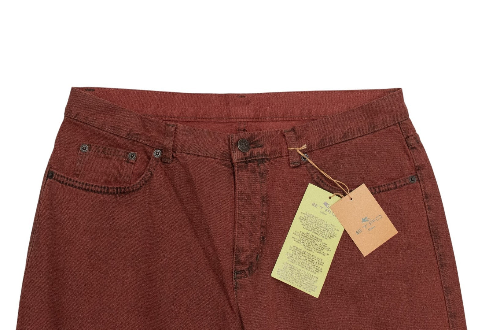 850$ ETRO MILANO Washed Terracotta Denim Cotton Jeans Pant Bootcut 32 US / 48 EU