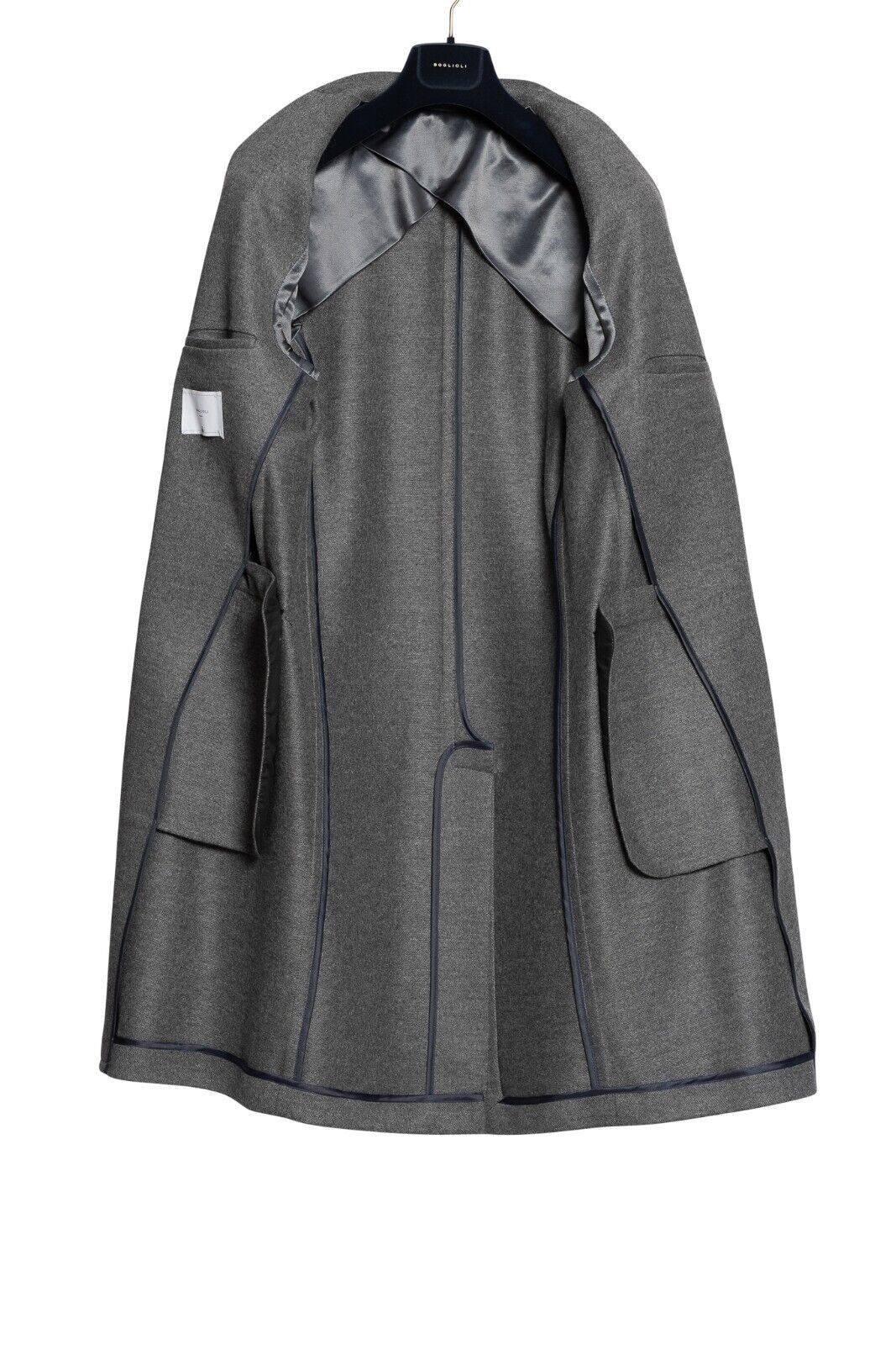 $1700 BOGLIOLI MILANO Single Breasted Dark Grey Long Coat Wool 40 US / 50 EU