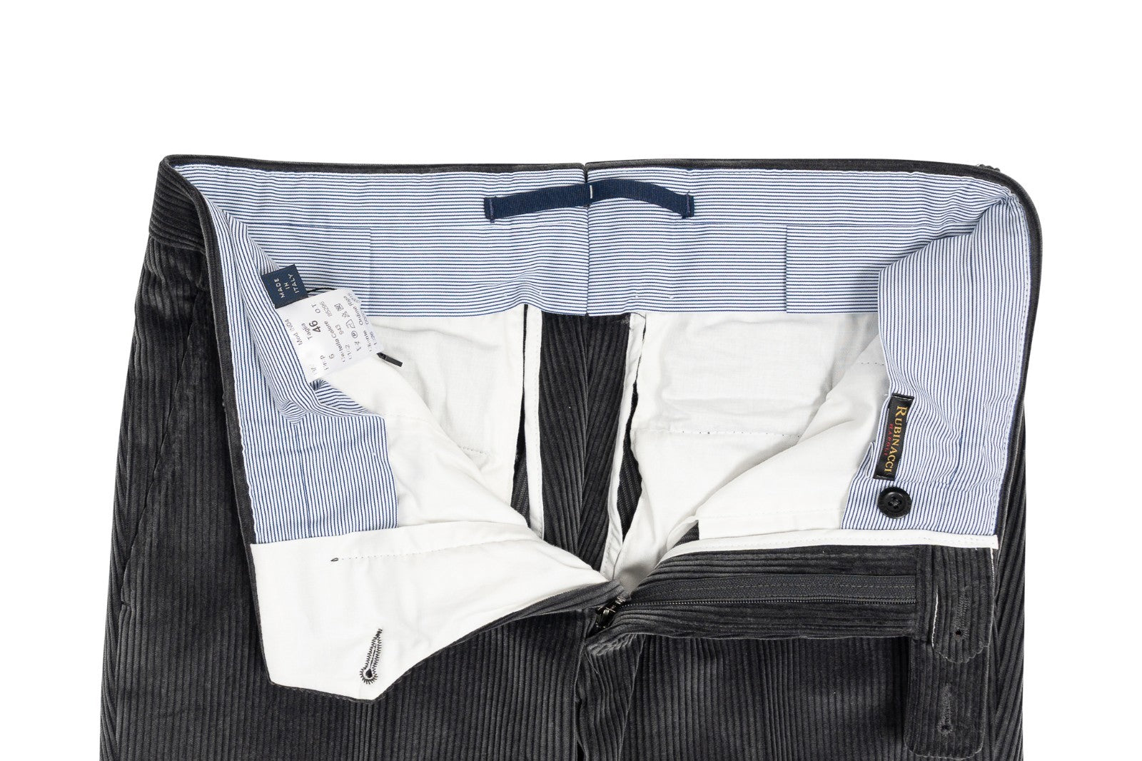 625$ RUBINACCI NAPOLI "Luca" Gray Cotton Corduroy Trouser Pant 30 US / 46 EU