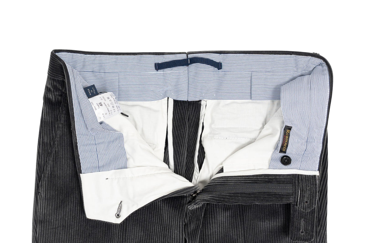 625$ RUBINACCI NAPOLI "Luca" Gray Cotton Corduroy Trouser Pant 30 US / 46 EU