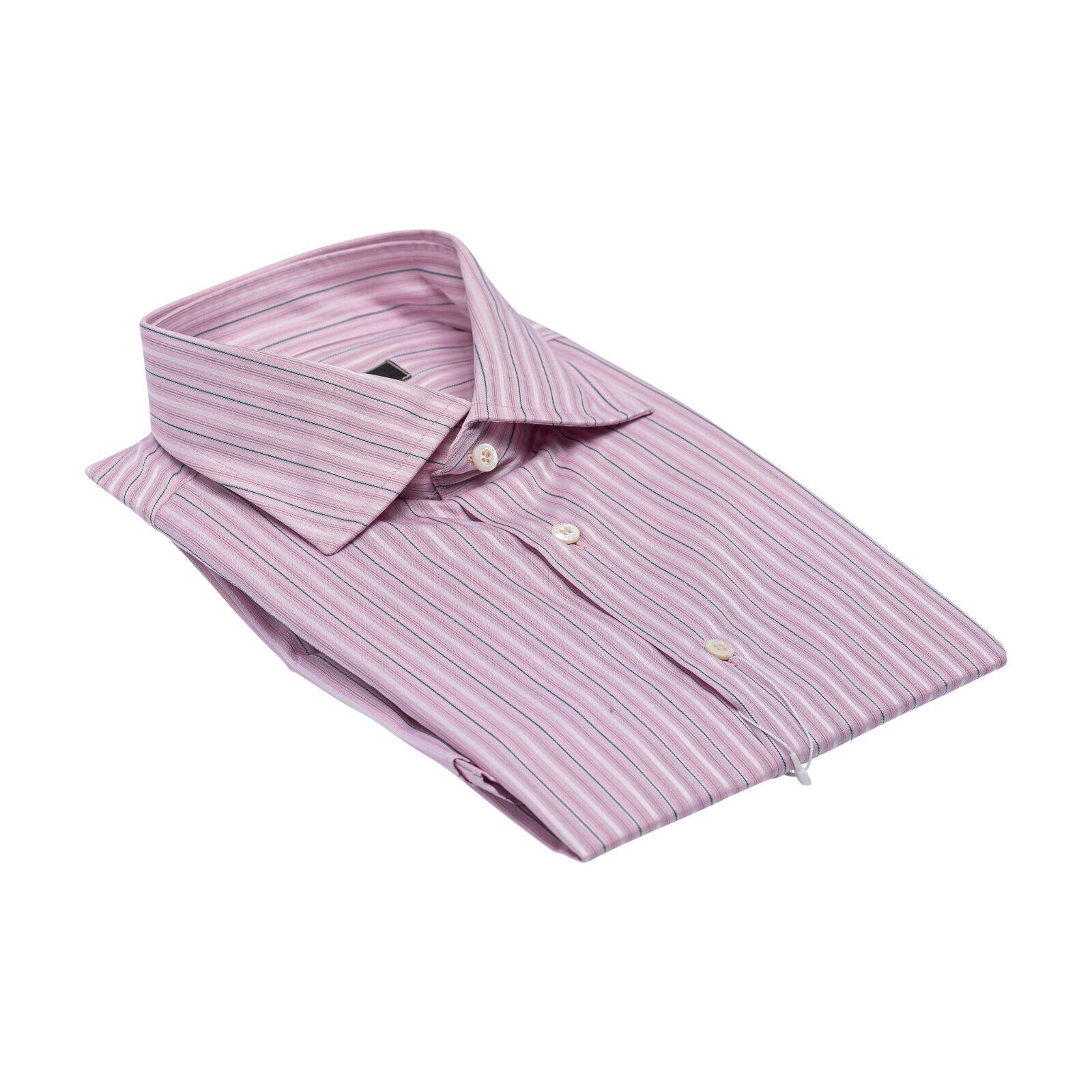 690$ ITALIAN LUXURY GERLIN Shirt Striped Pink Cotton 16 - 41  - 1Z BIJAN