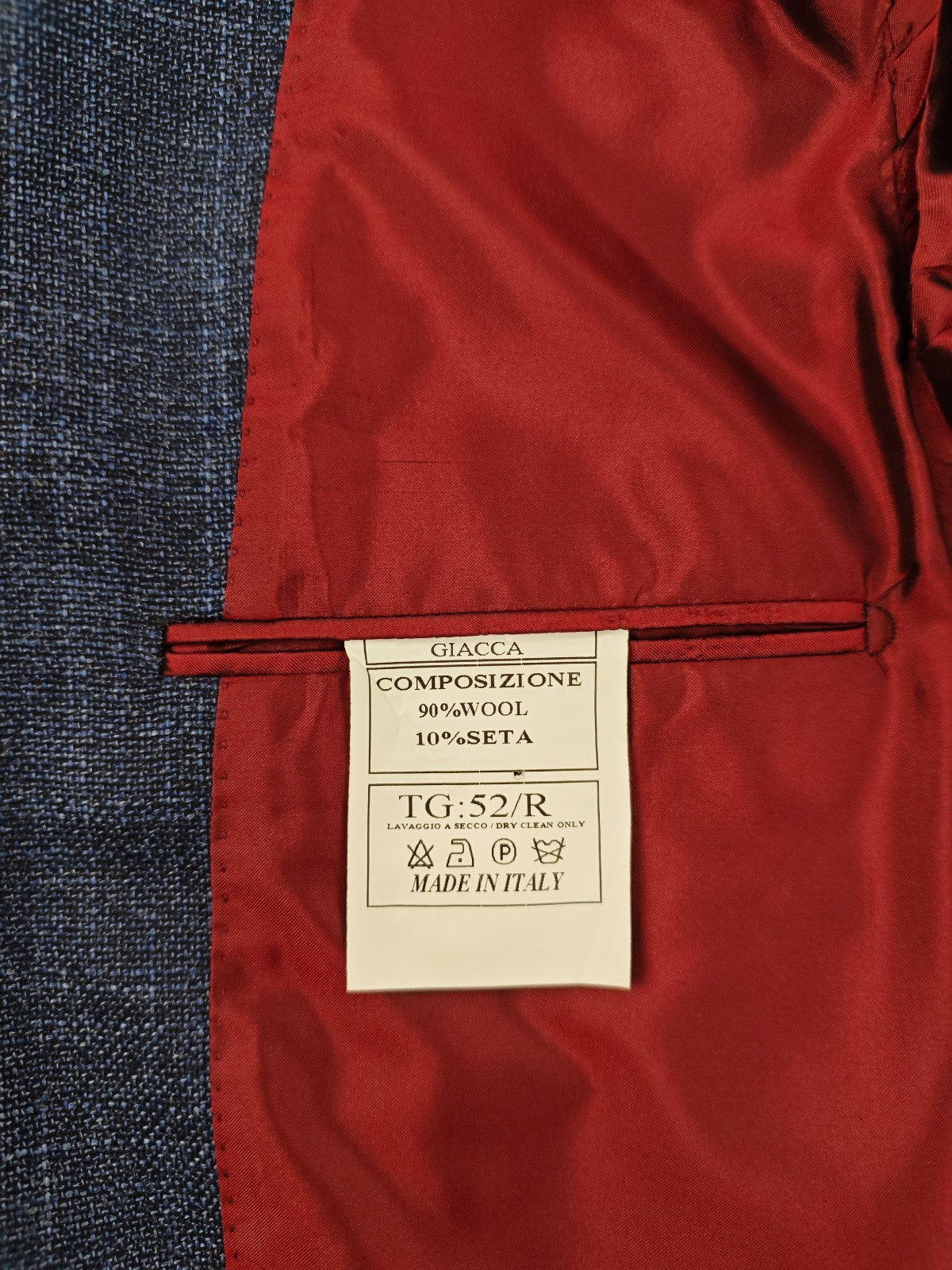 $1950 RUBINACCI NAPOLI Blue Jacket Sport Coat Wool / Silk 42 US 52 EU