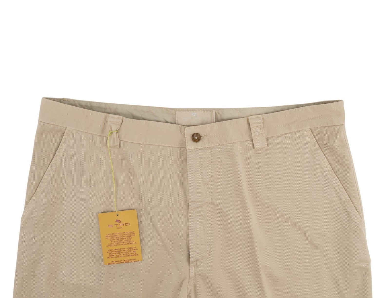 750$ ETRO MILANO Beige Twill Cotton Chino Pant Classic Straight 38 US / 54 EU