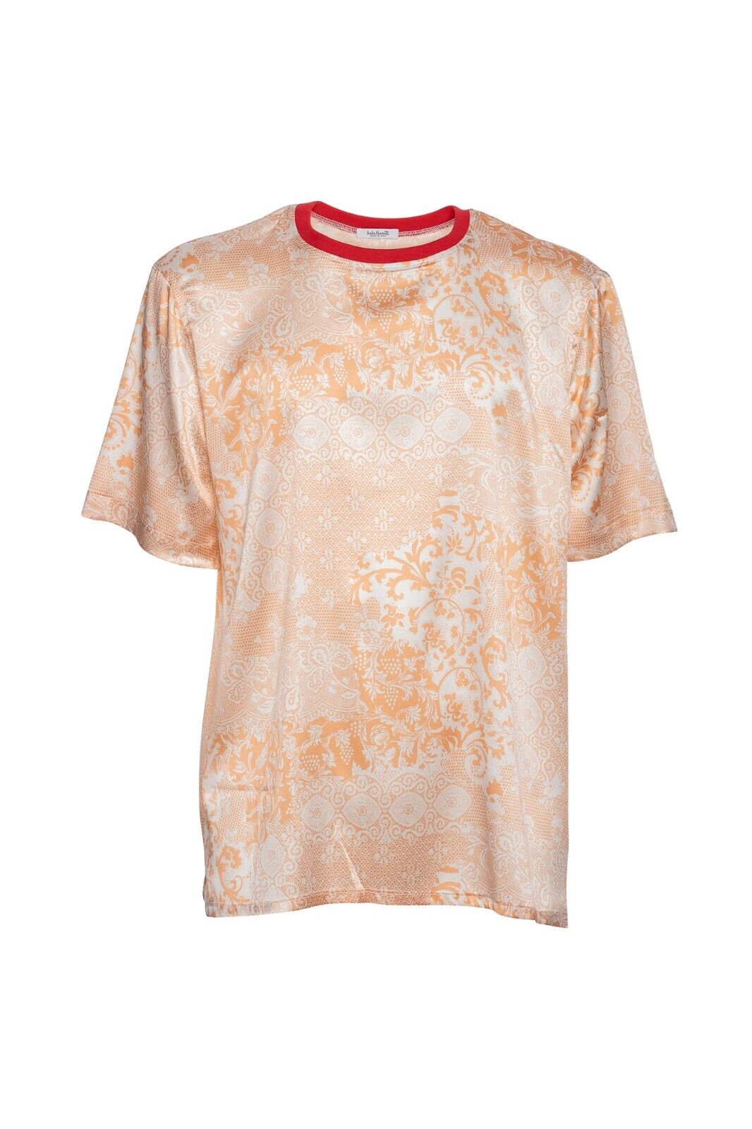 750$ ITALO FERRETTI T-Shirt "DAMASK" Rust 100% Silk COMO Size XXL BIJAN