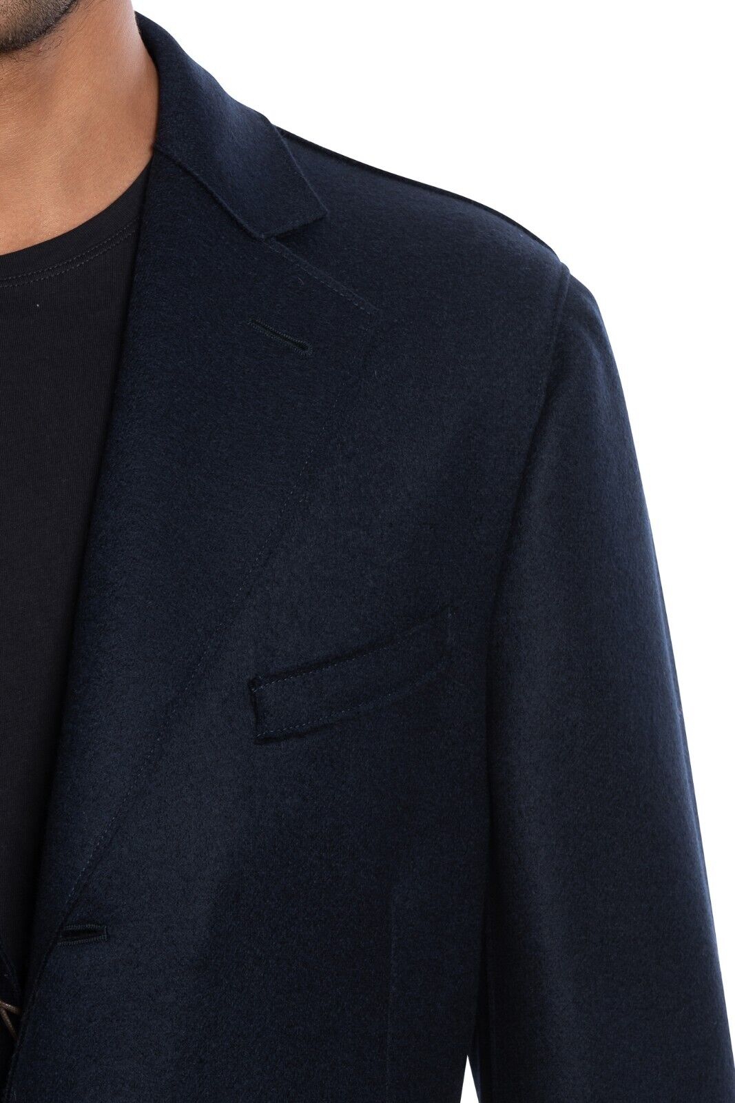 $1950 BOGLIOLI Single Braested Dark Blue Long Coat Flannel Wool 40 US / 50 EU