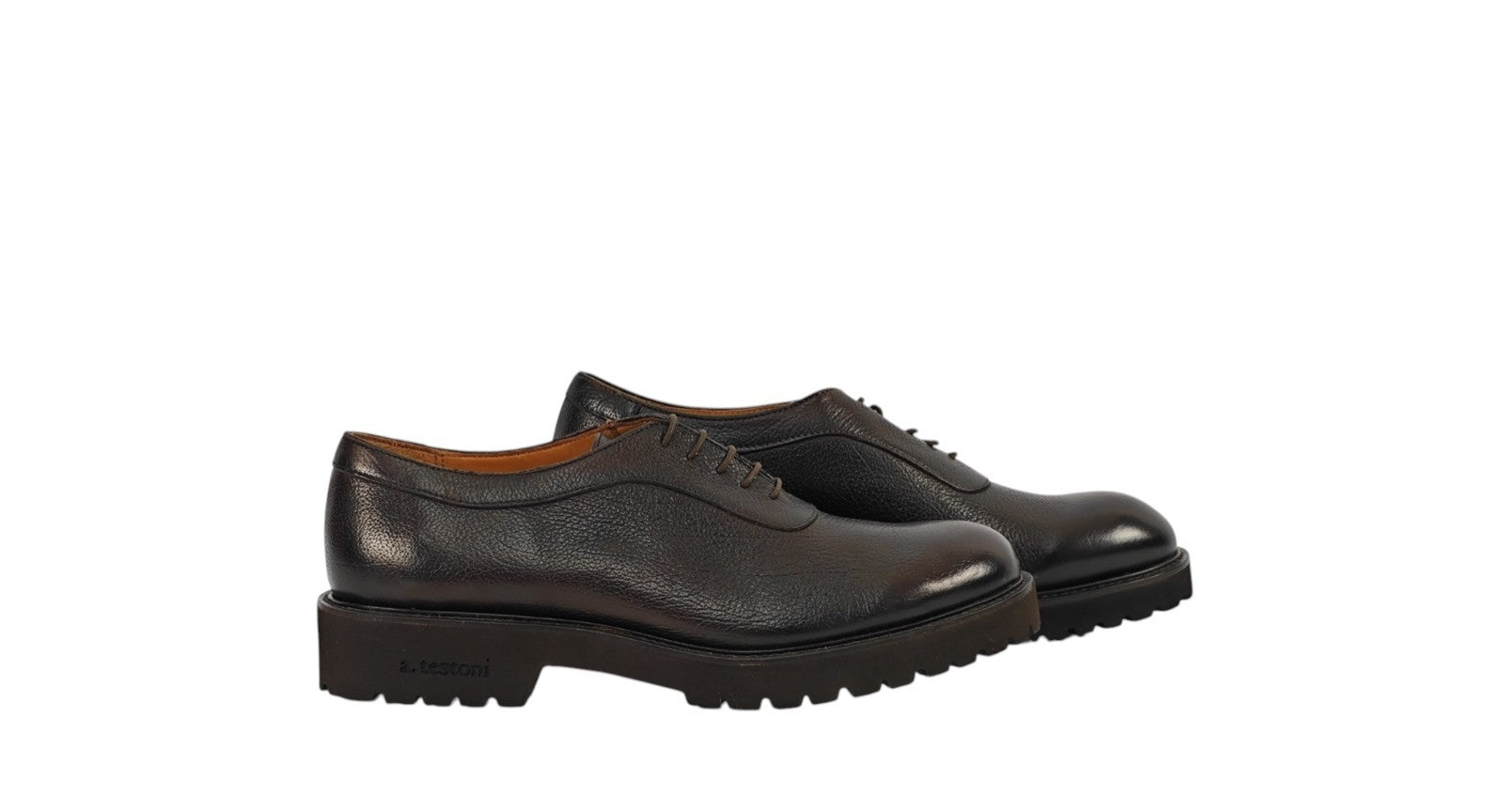 960$ TESTONI "Custoza" Oxford Shoes Buffalo Printed Calf Cigar 8 UK 9 US 42 IT