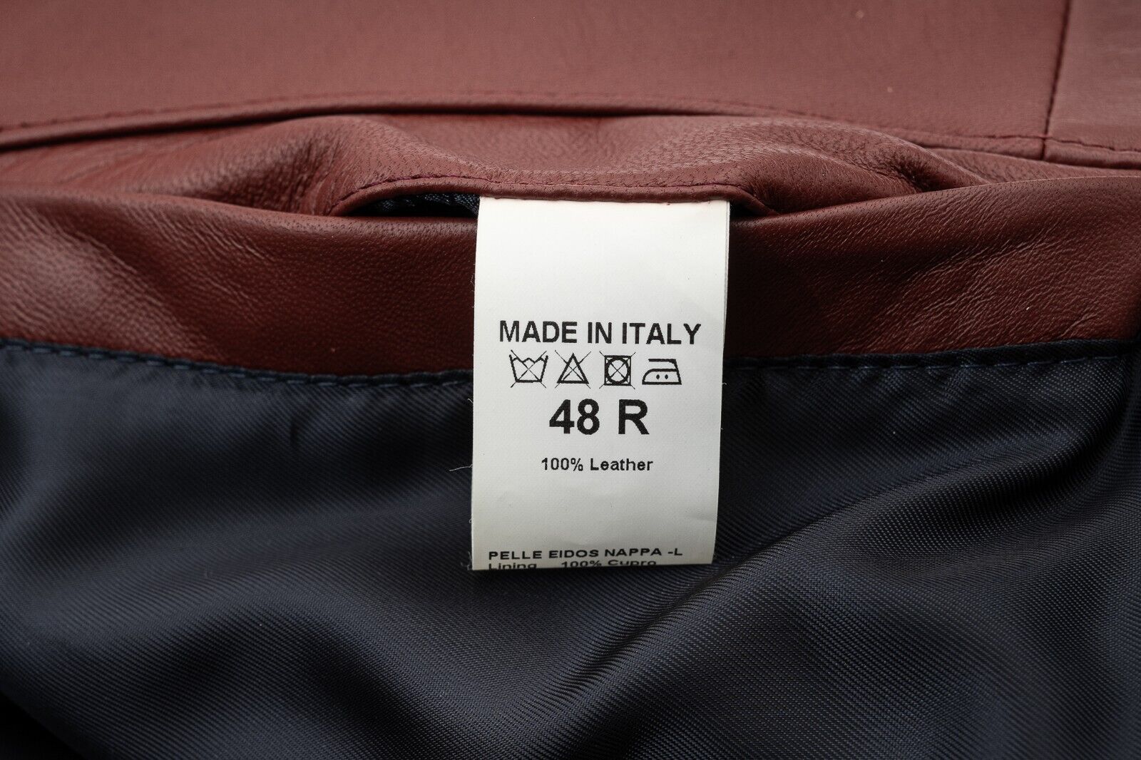 $2400 EIDOS by ISAIA NAPOLI Burgundy Jacket Nappa Leather + Suede 38 US / 48 EU
