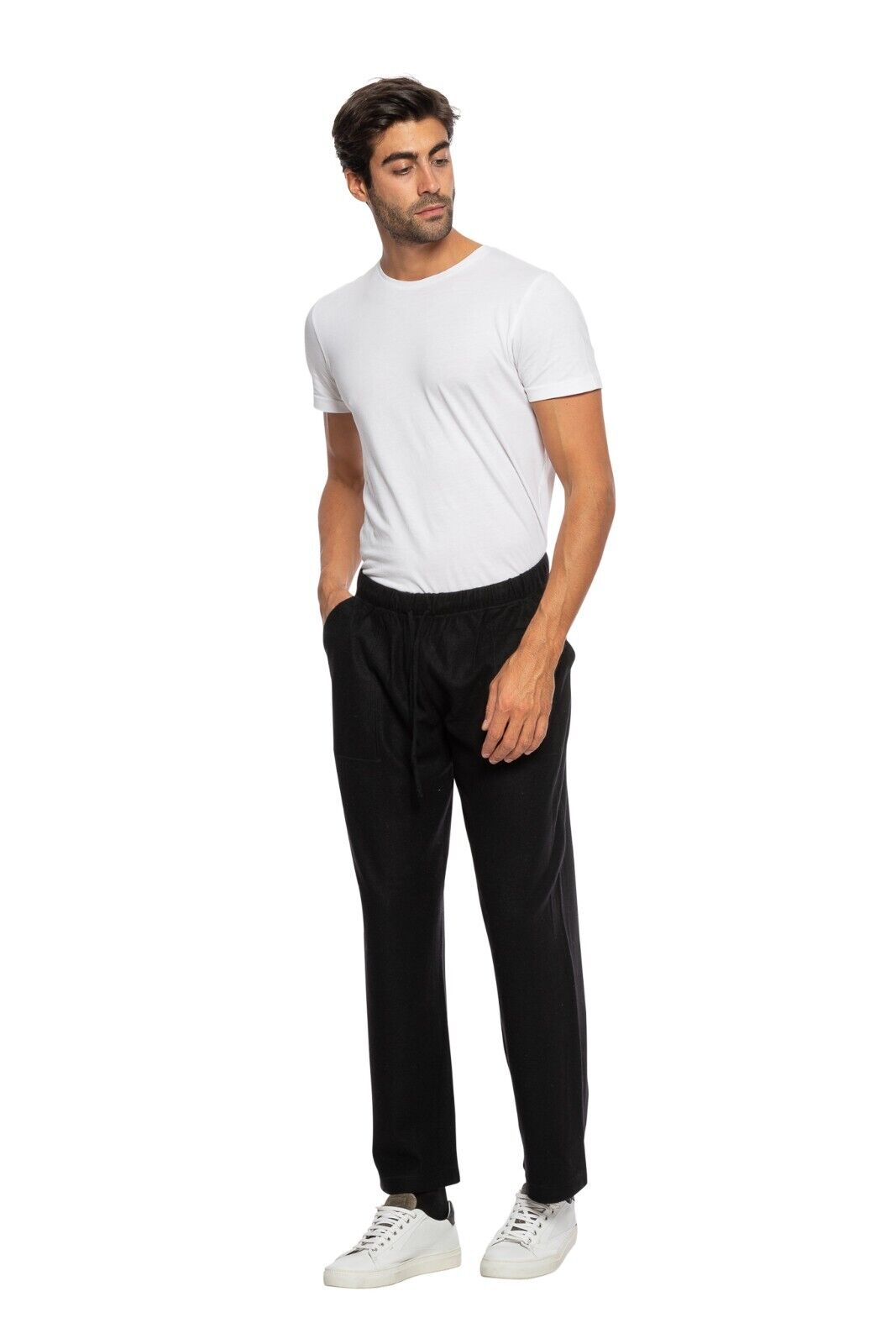 1200$ FEDELI CASHMERE Pant Joggers Sweatpants Black 100% Soft Cashmere Size XL