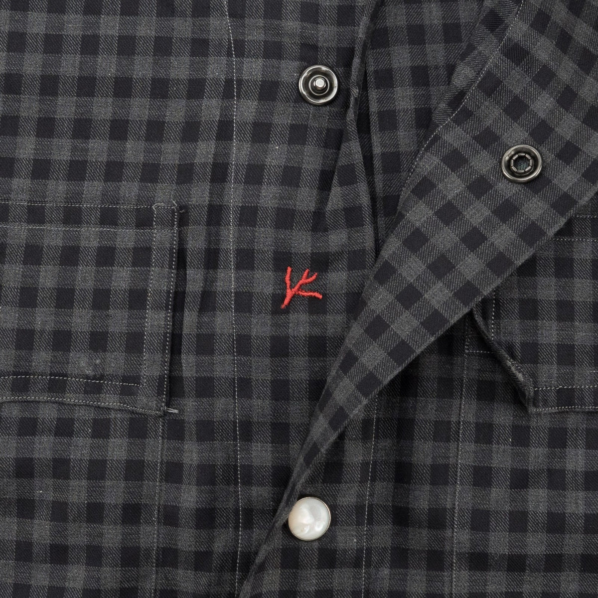 850$ ISAIA "Western" Casual Shirt Pockets Gray Checks Fine Cotton 15.5 - 39