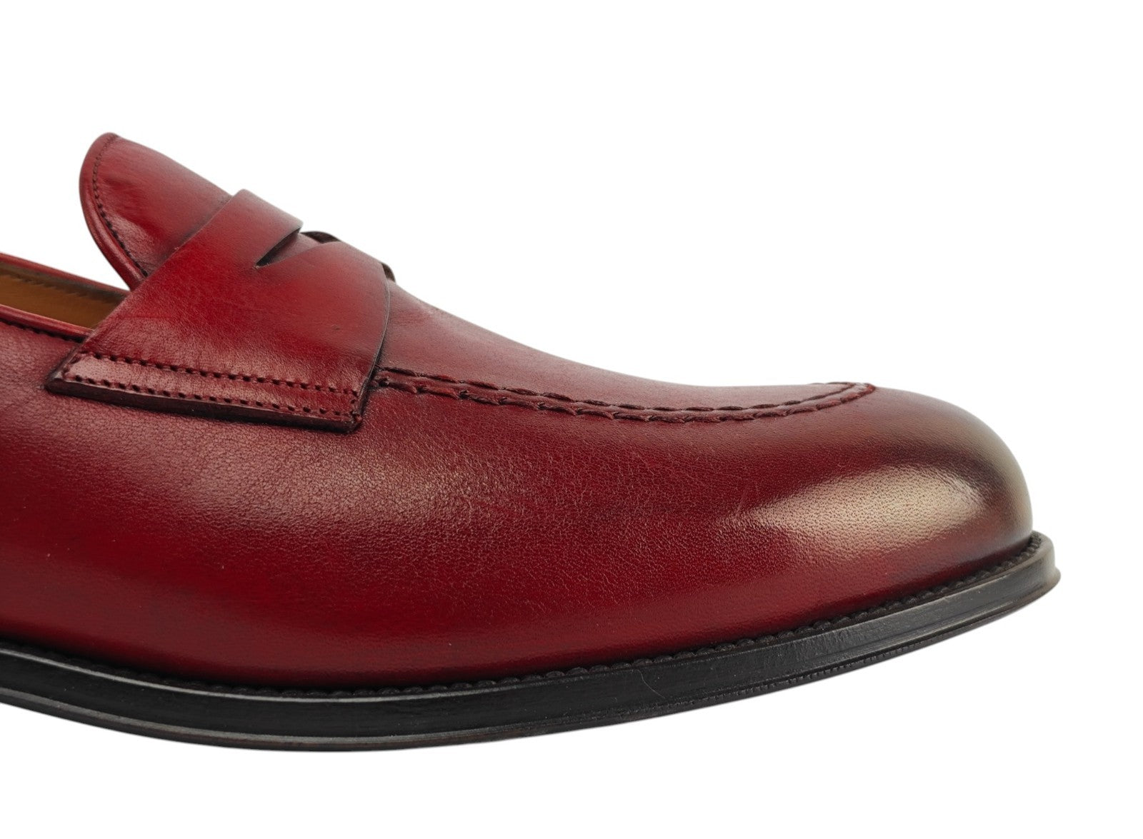 1300$ TESTONI BOLOGNA Loafer Shoes Antique Lux Calf Red 8 UK / 9 US / 42 IT