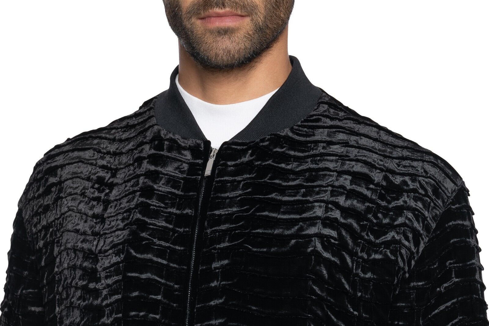 2000$ ITALO FERRETTI Bomber Jacket Velvet "REPTILE" Lining in Silk 42 US / 52 EU