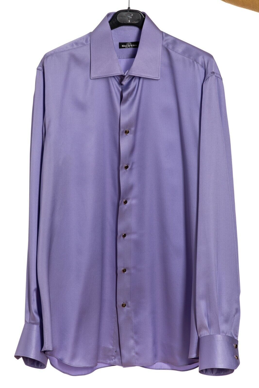 ITALIAN LUXURY 1400$ GERLIN Shirt Lavender 100% Silk v