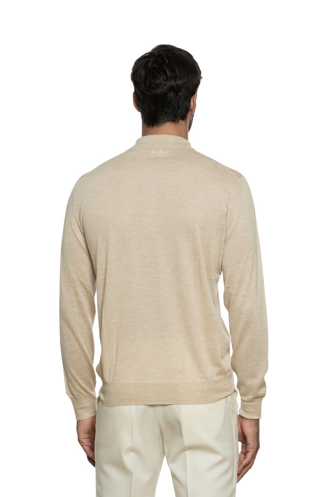 $2000 FEDELI CASHMERE Beige Polo Sweater 90% CASHMERE 10% VICUNA 38 US / 48 EU