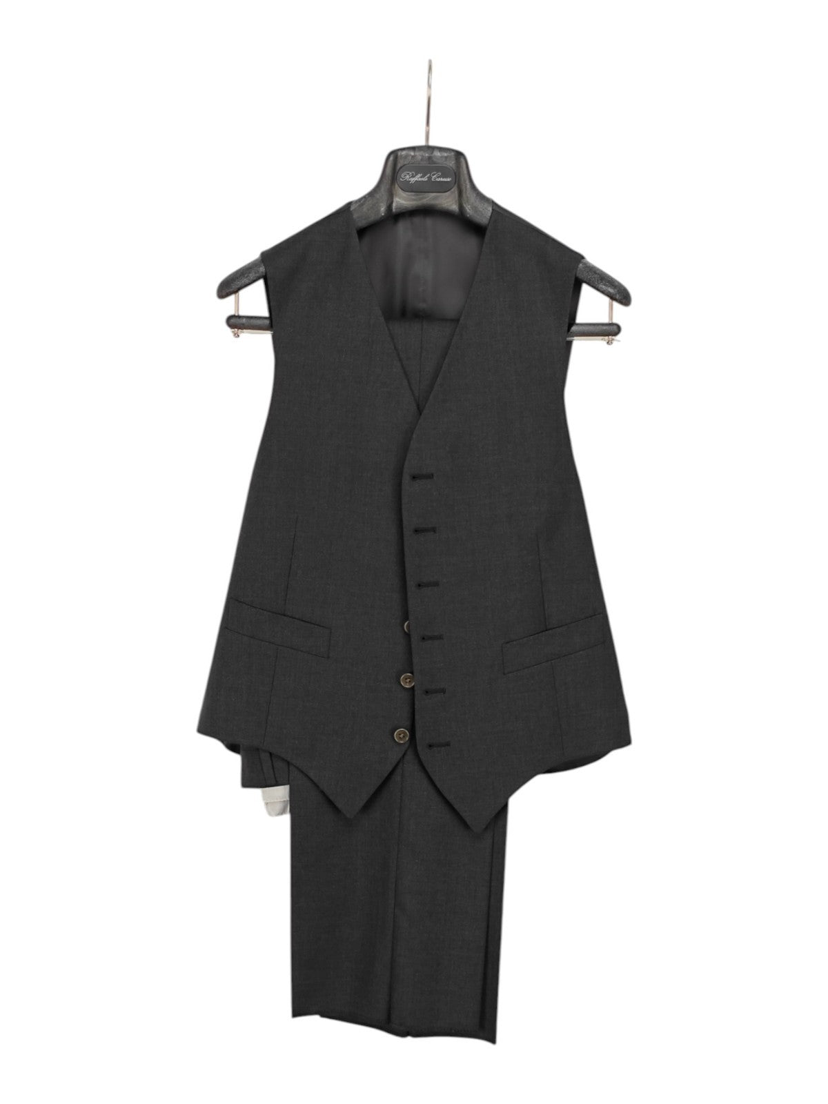 $2200 RAFFAELE CARUSO Gray 3 Pcs Suit LORO PIANA Wool 130's / Silk 36 US 46 EU