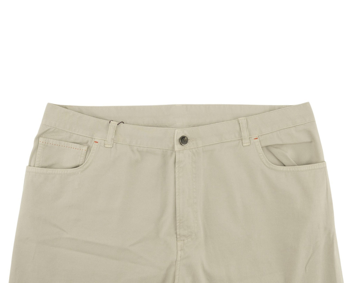 690$ ISAIA NAPOLI Beige Denim Cotton Stretch 5 Pockets Pant Regular 42 US 58 EU