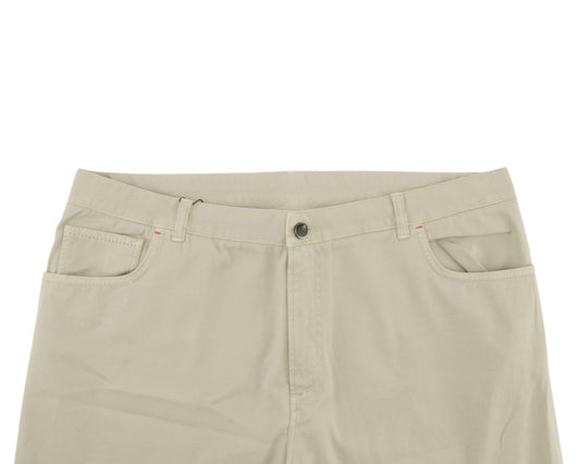 690$ ISAIA NAPOLI Beige Denim Cotton Stretch 5 Pockets Pant Regular 42 US 58 EU