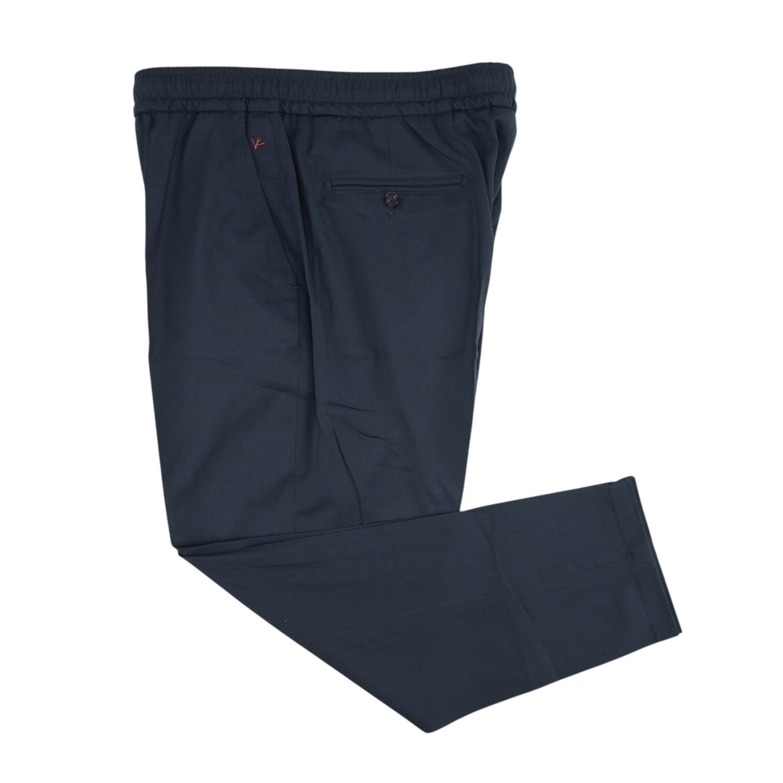 1350$ ISAIA NAPOLI Blue Navy Drawstring Pant Relaxed Cotton - Wool 42 US / 58 EU