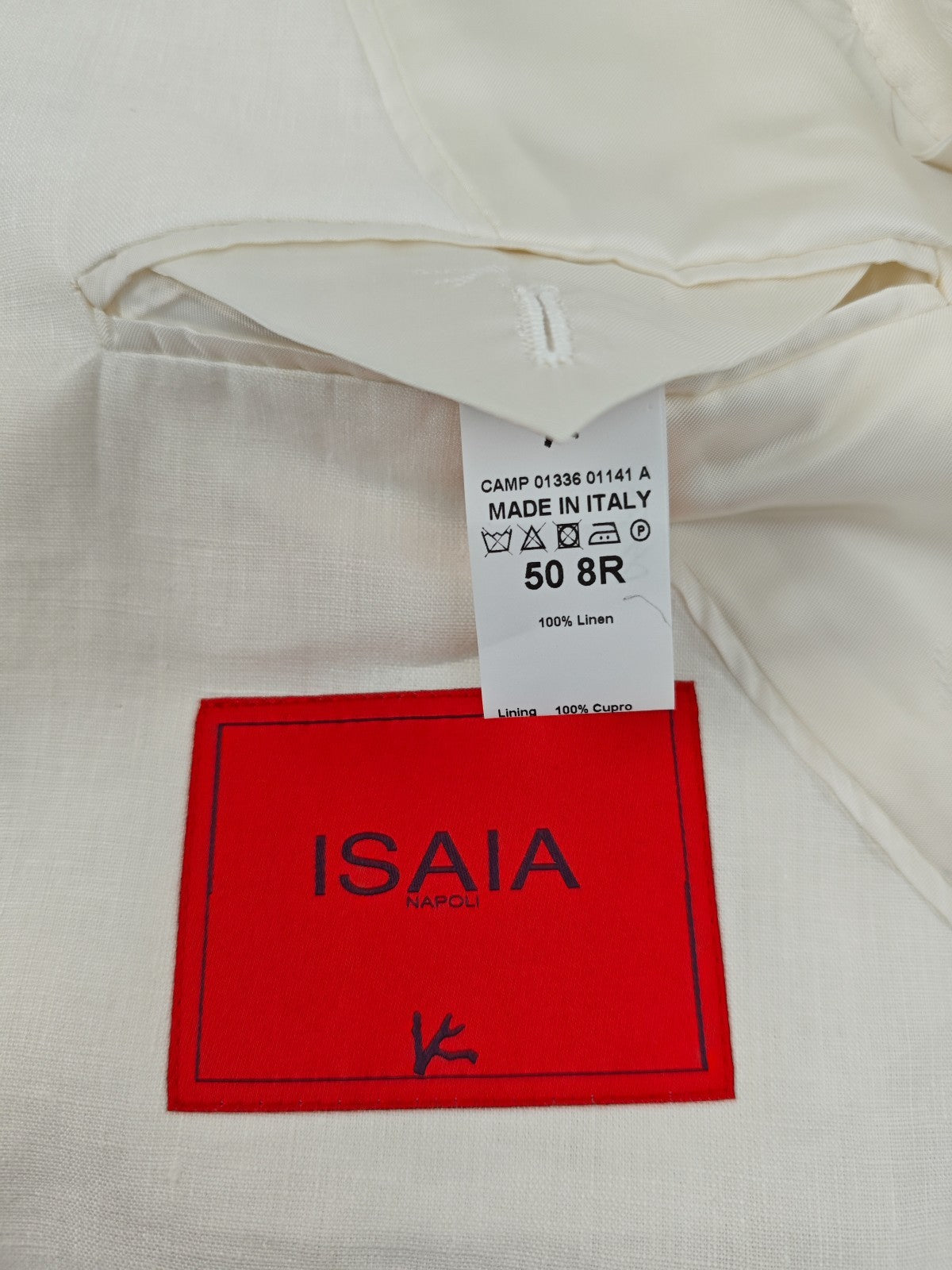 $4200 ISAIA NAPOLI White Jacket Hand-Swen Sport Coat 100% Linen 40 US / 50 EU 8R