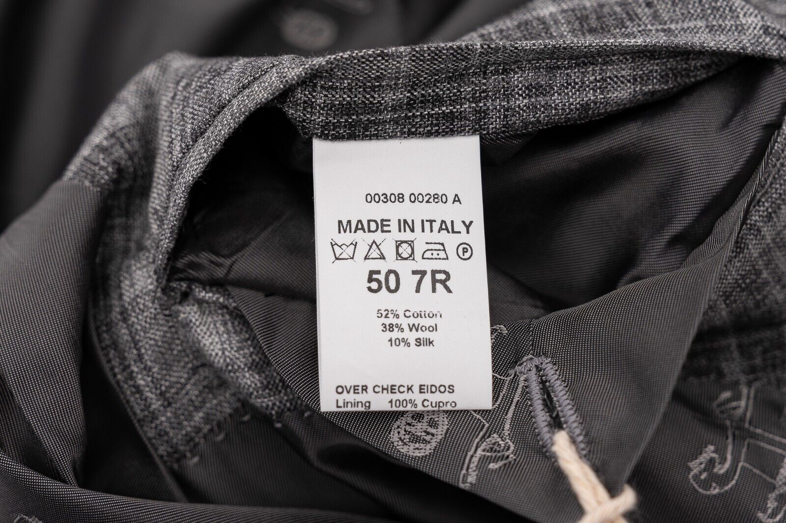 $1800 EIDOS by ISAIA NAPOLI Gray Checks Suit Cotton Wool Silk