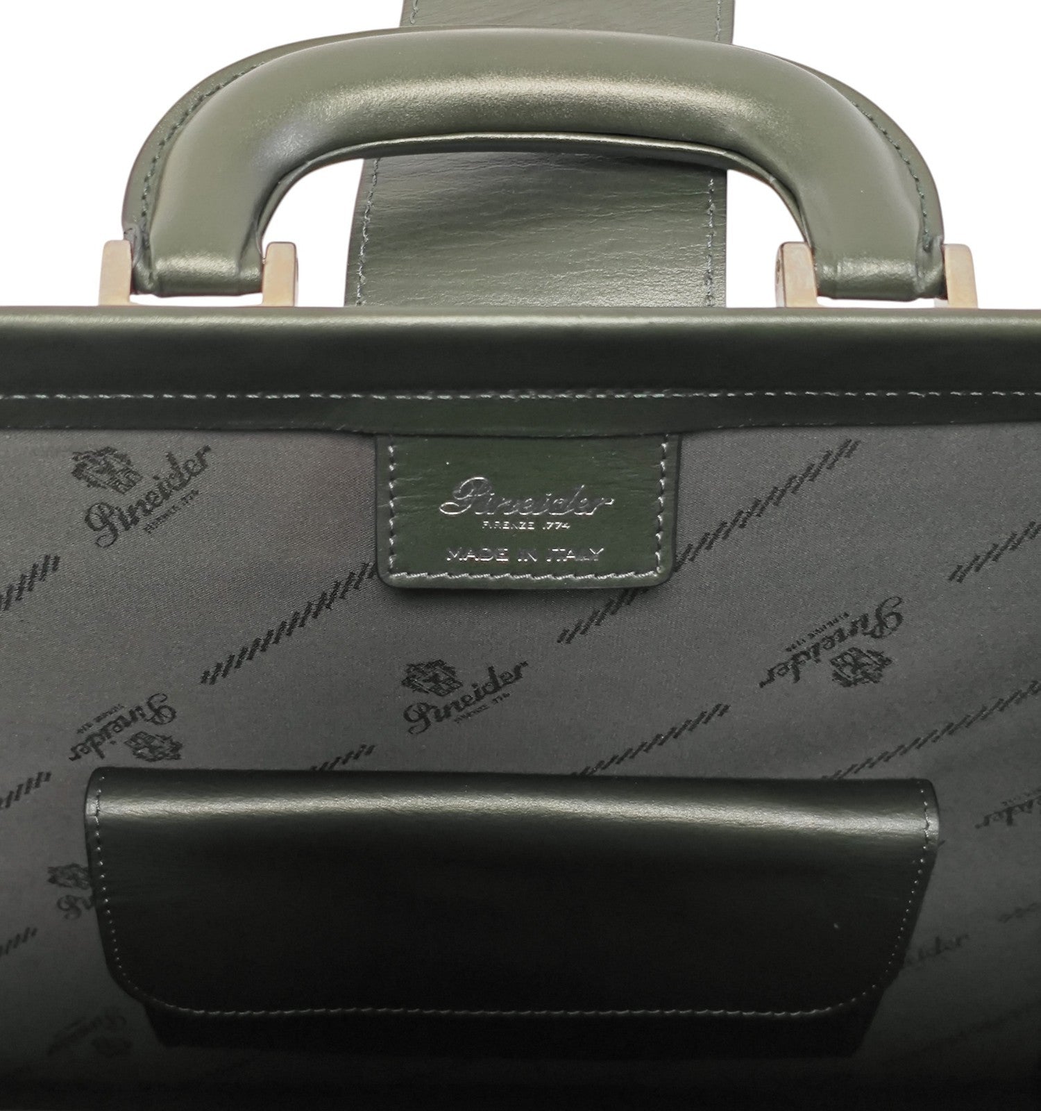 1520$ PINEIDER "Metro Smooth" Calf Diplomatic Briefcase Work Doctor Bag Green
