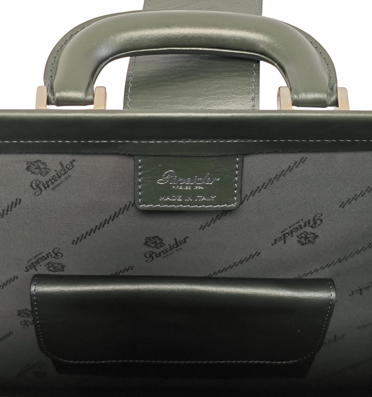 1520$ PINEIDER "Metro Smooth" Calf Diplomatic Briefcase Work Doctor Bag Green
