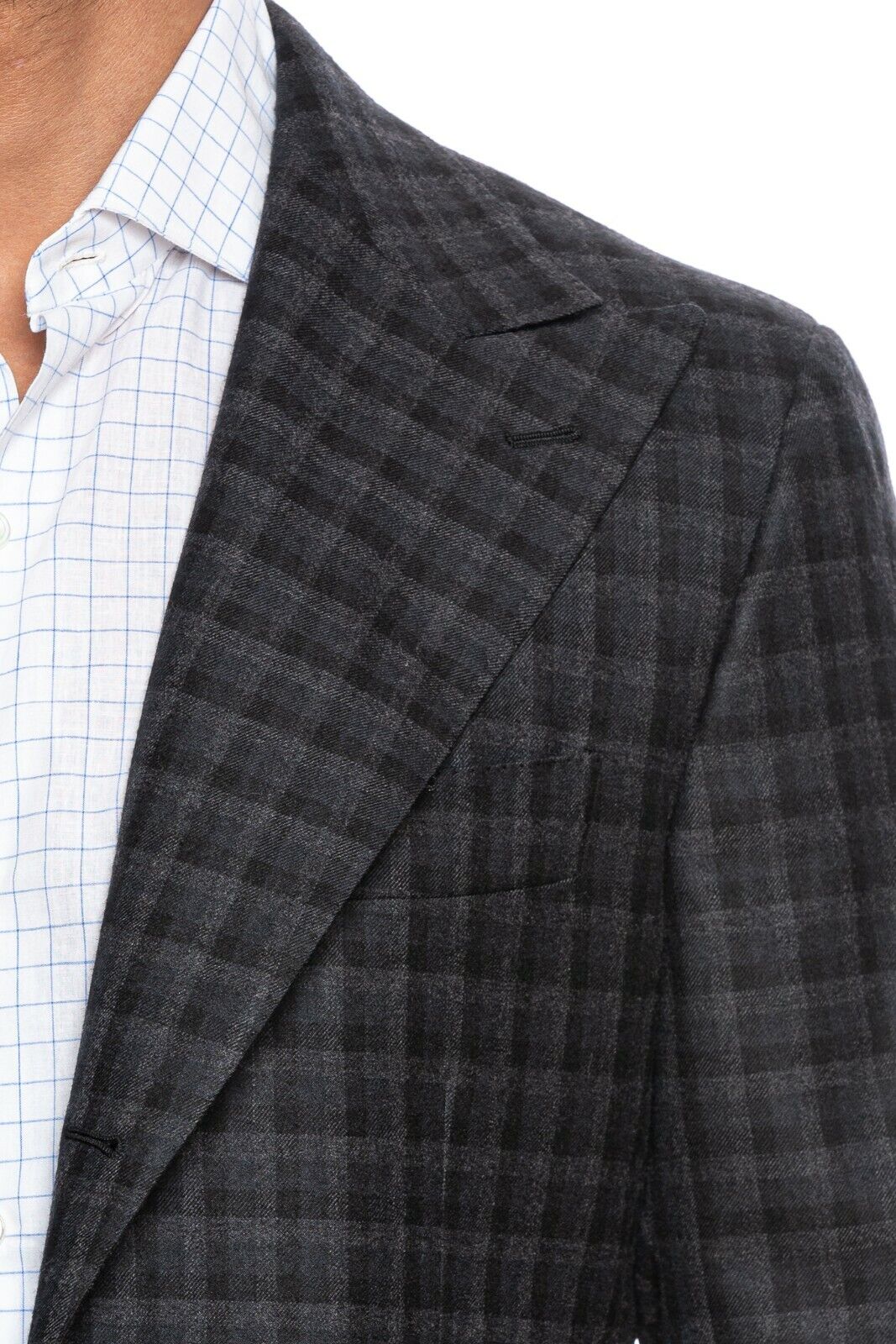 $2190 BELVEST Wool 120's Gray Check Jacket 42 US / 52 EU Drop 8R Slim F/W 2018