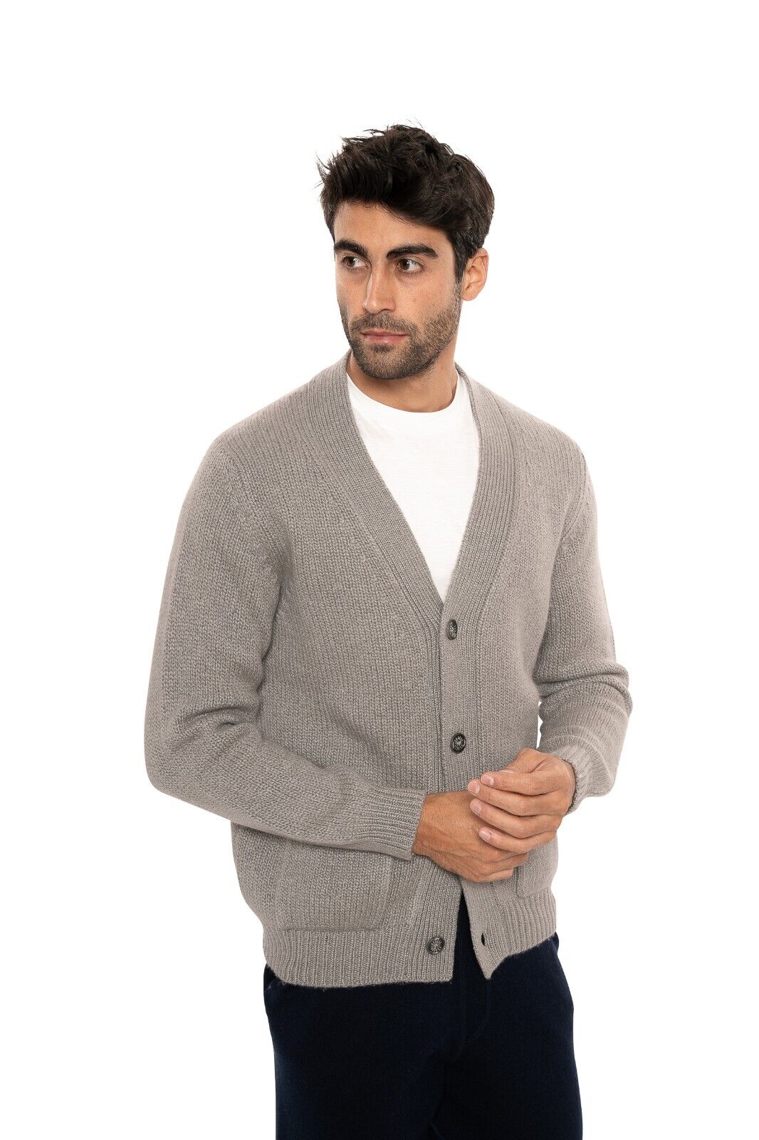 $2400 FEDELI CASHMERE "Malfilè" Gray Cardigan Jacket Cashmere 40 US / 50 EU