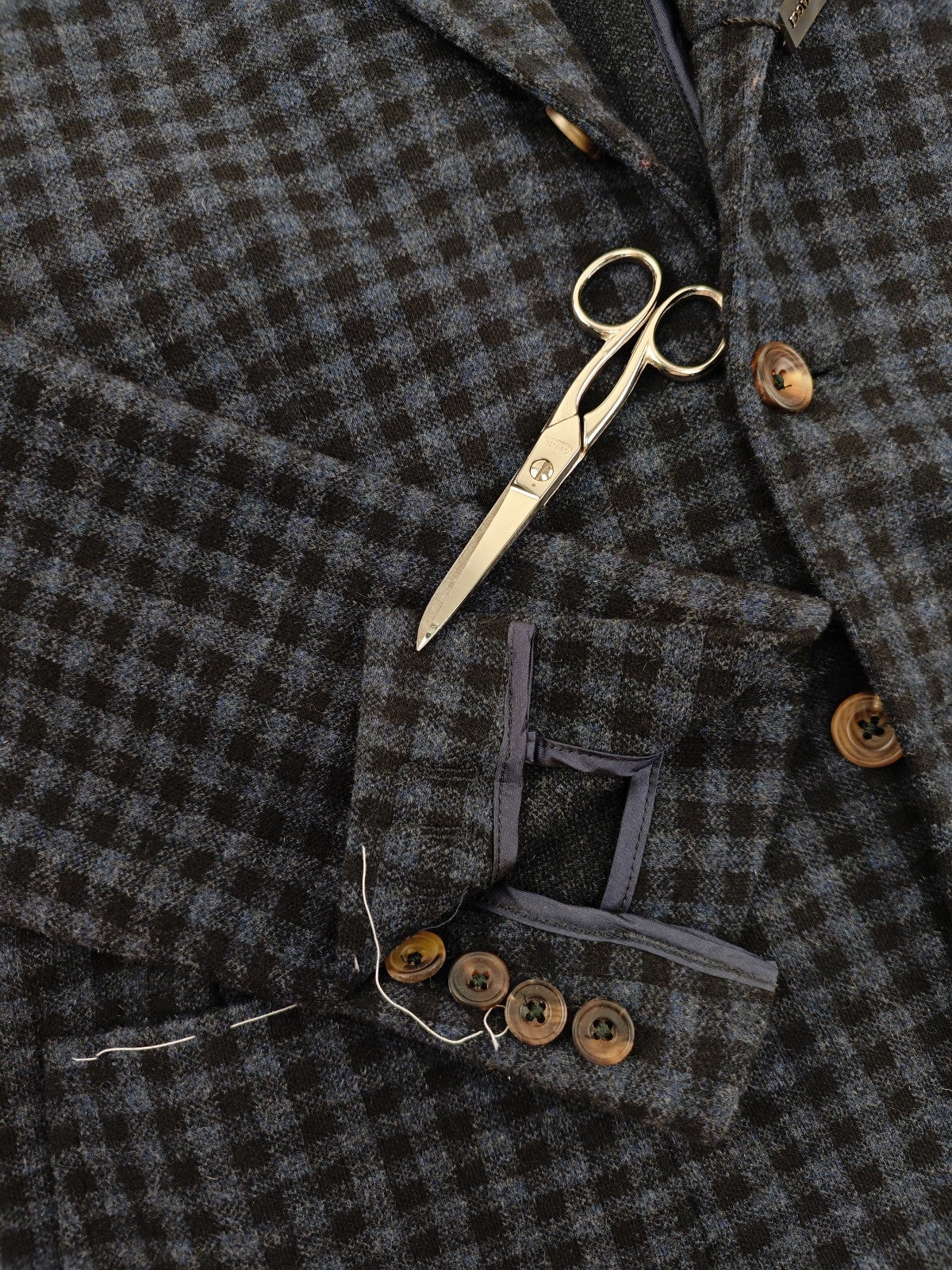 $1940 RUBINACCI NAPOLI Blue Checks Jacket Blazer Wool / Cashmere 40 US / 50 EU