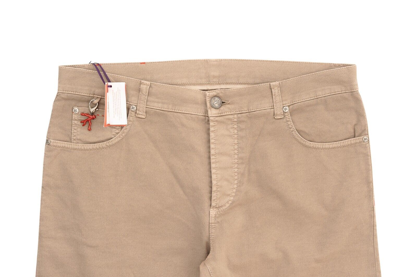 690$ ISAIA NAPOLI Dark Beige 5 Pockets Jeans Pant Cotton 38 US / 54 EU Slim